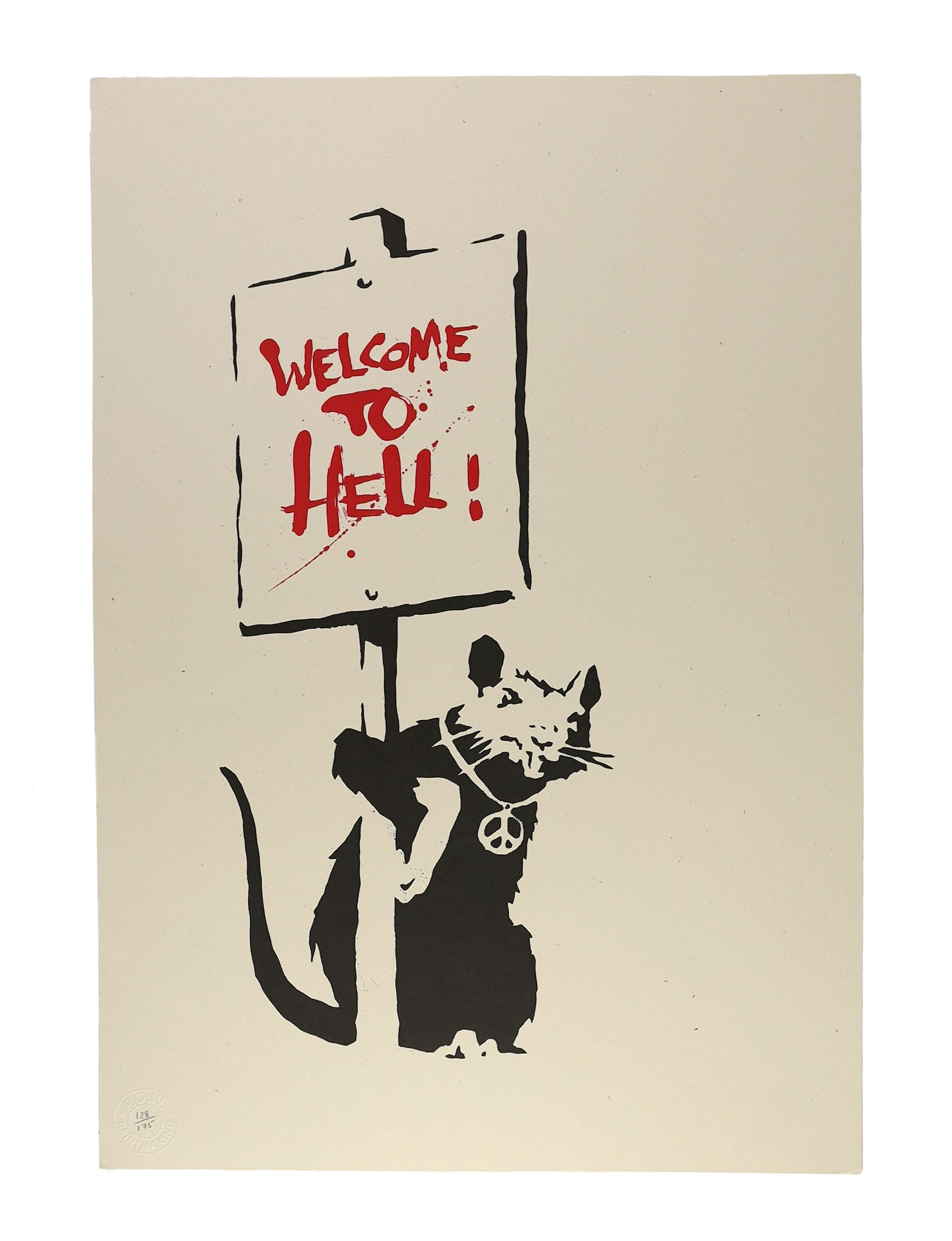 Banksy (b.1974), Welcome to Hell, 2004, screenprint in colours, on wove, 50 x 35cm.
